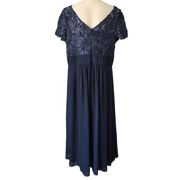 Oleg Cassini Formal Evening Dress 22W Rosette Sequin Glam Mother Bride Elegant - Picture 2 of 8